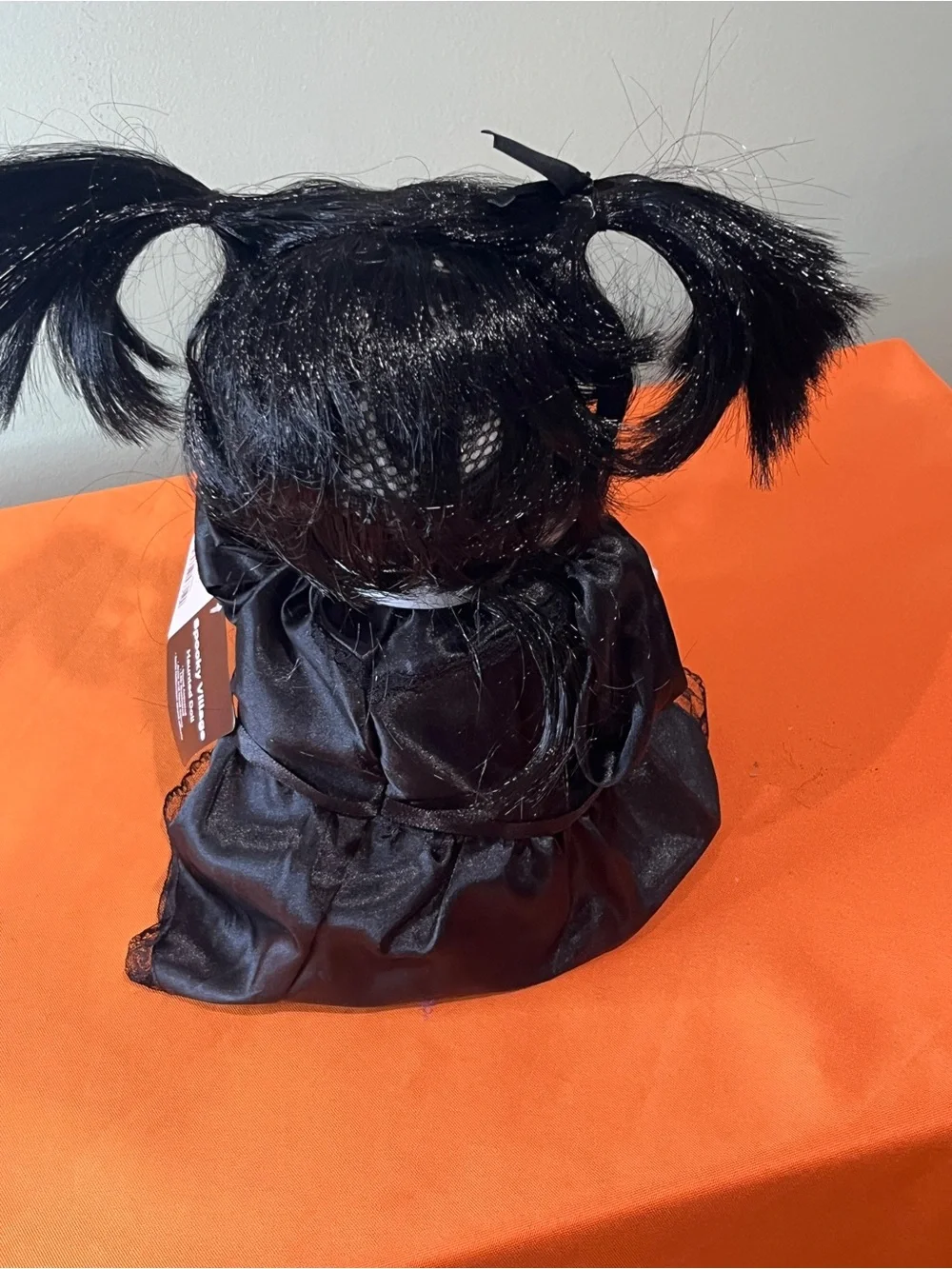 Spooky Black Pigtail Haunted Doll Halloween Decor